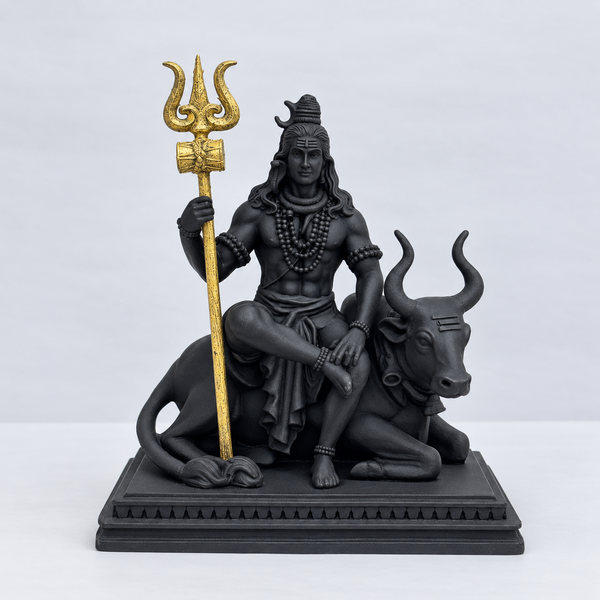 Shiv Ji with Nandi golden trishul front view
