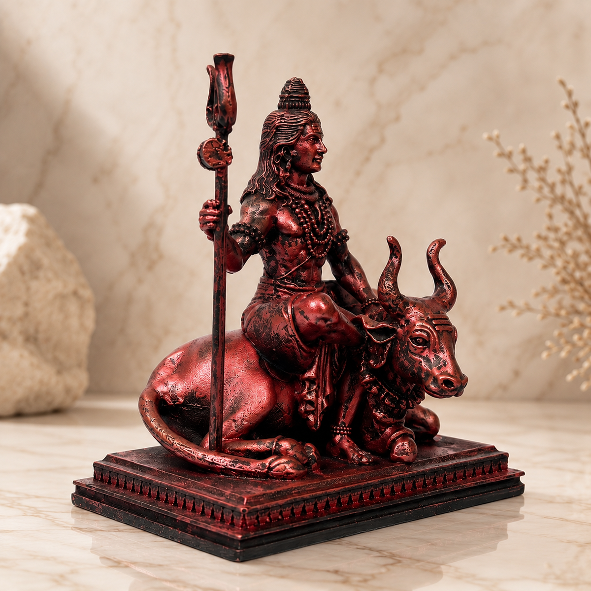 Antique Copper Shiv Ji with Nandi Ji Idol for Home Mandir | Shri Prabhudham
