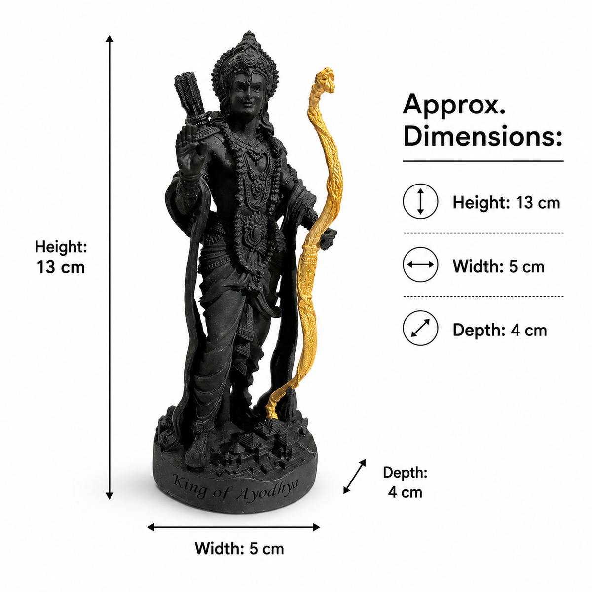 Shri Ram Ji Idol with Bow – front detail view | Shri Prabhudham