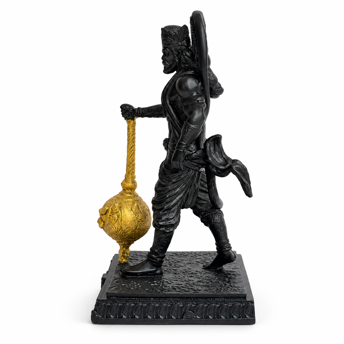 Ram Bhakt Hanuman Ji Idol with Golden Gada – Black Gold