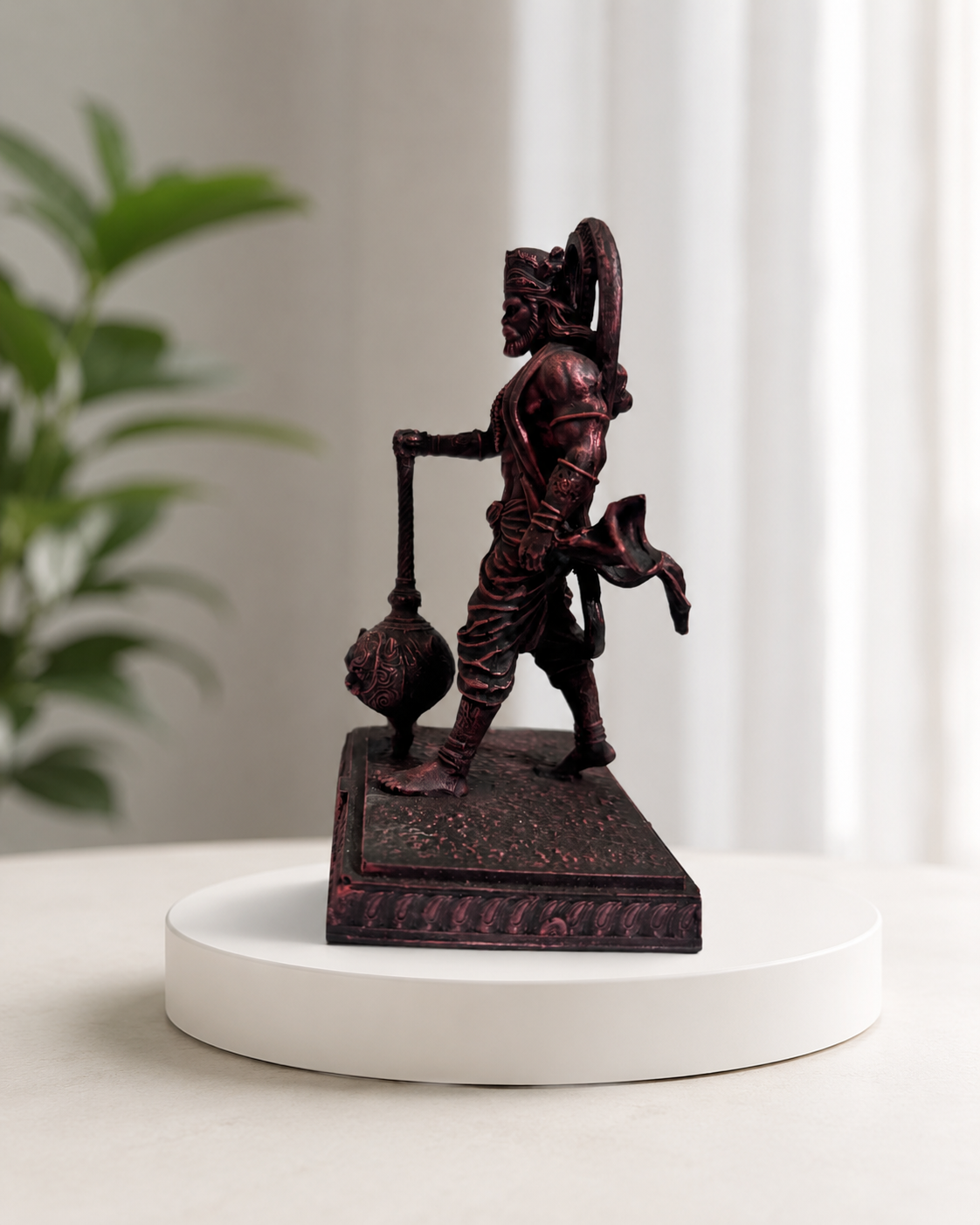 Ram Bhakt Hanuman Ji Idol with Gada – Antique Copper Finish Devotional Statue
