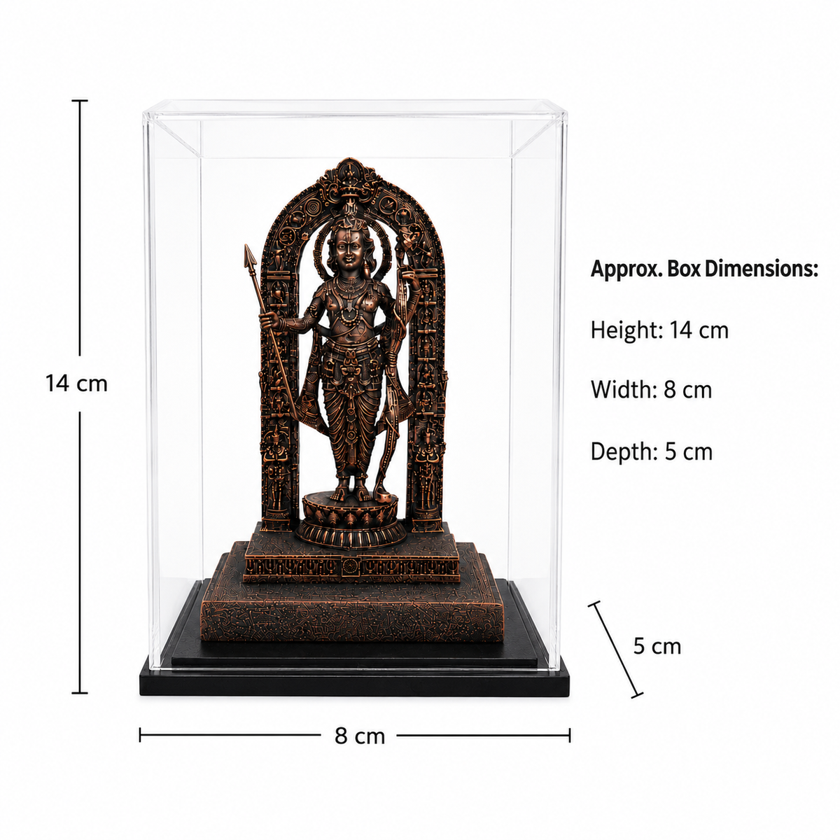 Shri Ram Ji Idol with Acrylic Box – front detail view | Shri Prabhudham