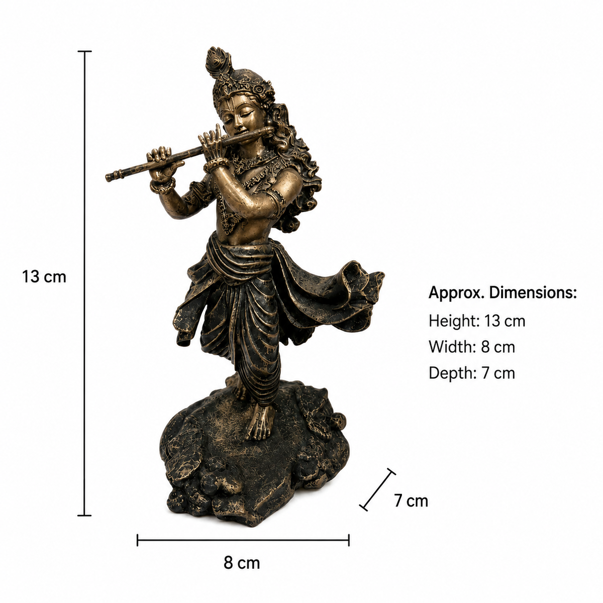 Shri Krishna Ji Flute Idol – front detail view | Shri Prabhudham