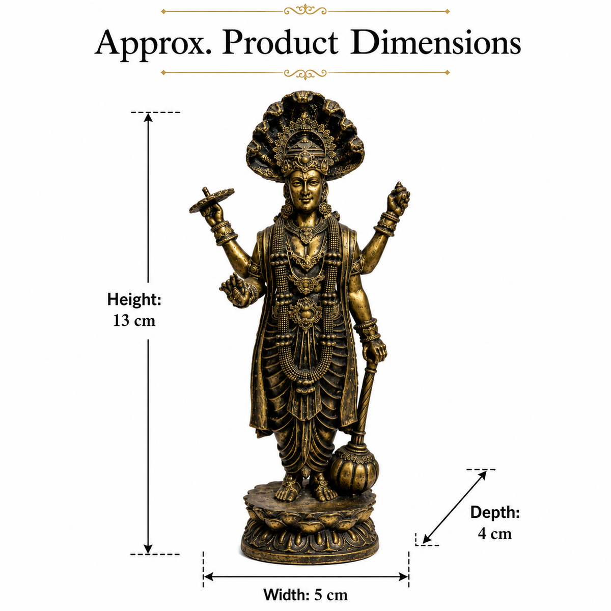 Lord Vishnu Ji Idol with Sheshnag – front detail view | Shri Prabhudham