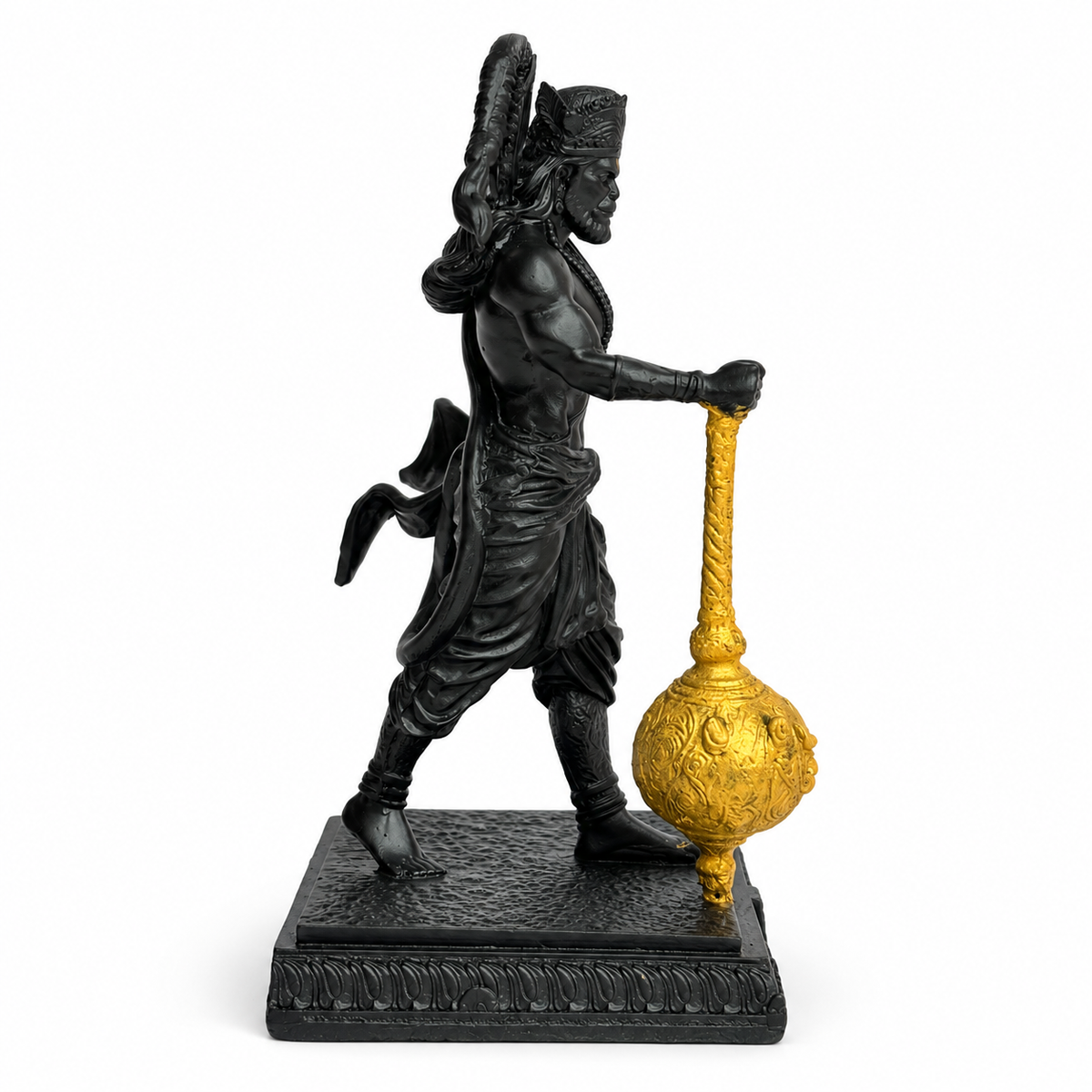 Ram Bhakt Hanuman Ji Idol with Golden Gada – Black Gold