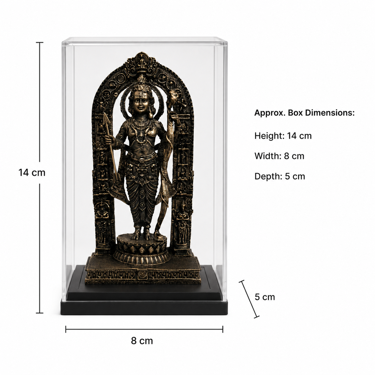 Shri Ram Ji Idol with Acrylic Box – front detail view | Shri Prabhudham