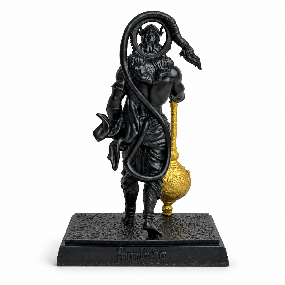Ram Bhakt Hanuman Ji Idol with Golden Gada – Black Gold