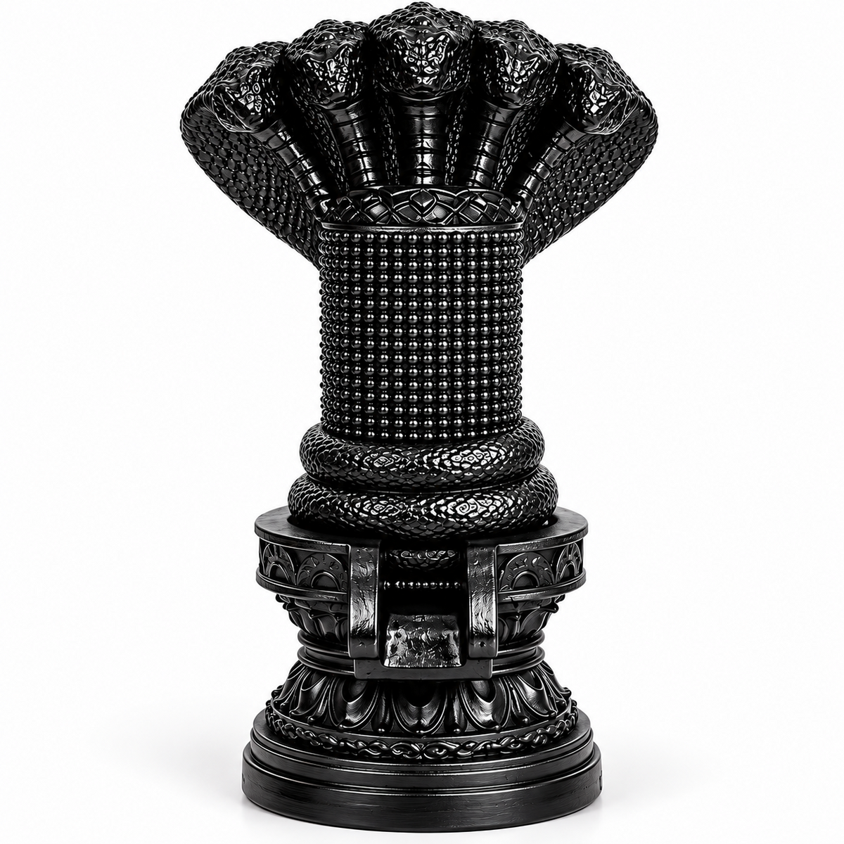Black Panchmukhi Naag Shivling front view