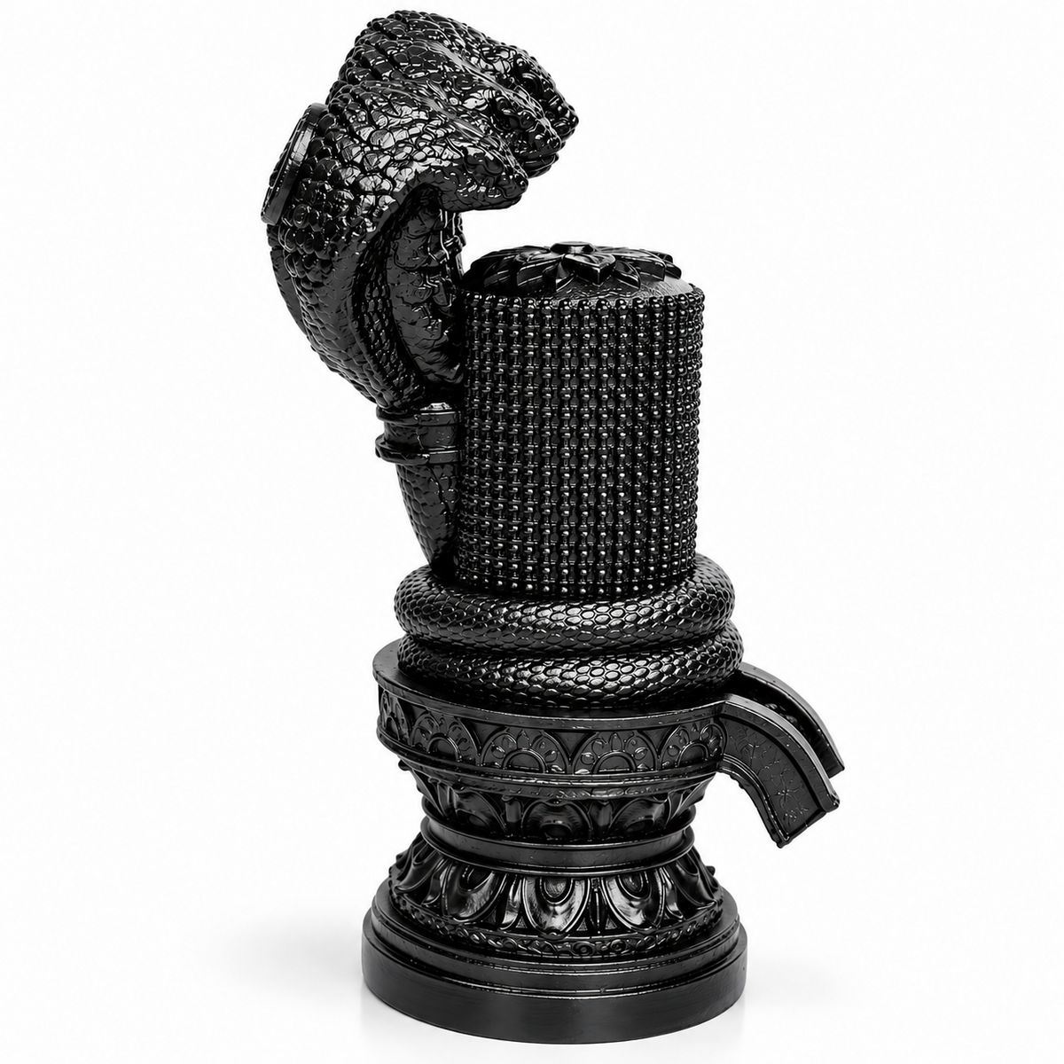 Black Panchmukhi Naag Shivling side view