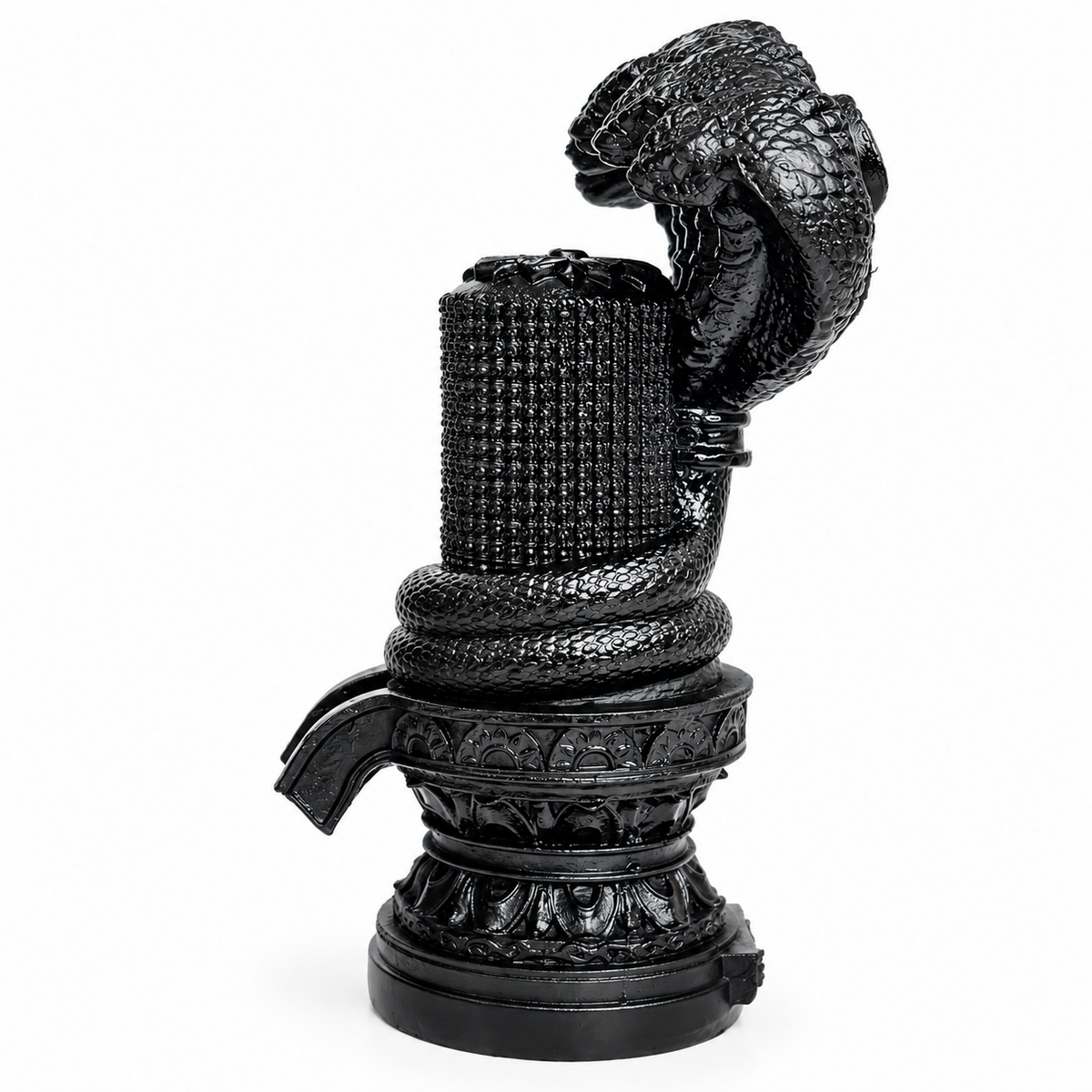 Black Panchmukhi Naag Shivling opposite side view