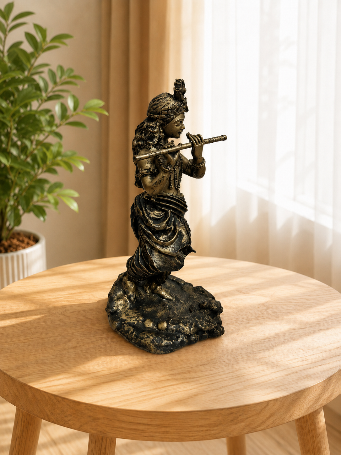 Shri Krishna Ji Flute Idol – antique finish detail | Shri Prabhudham