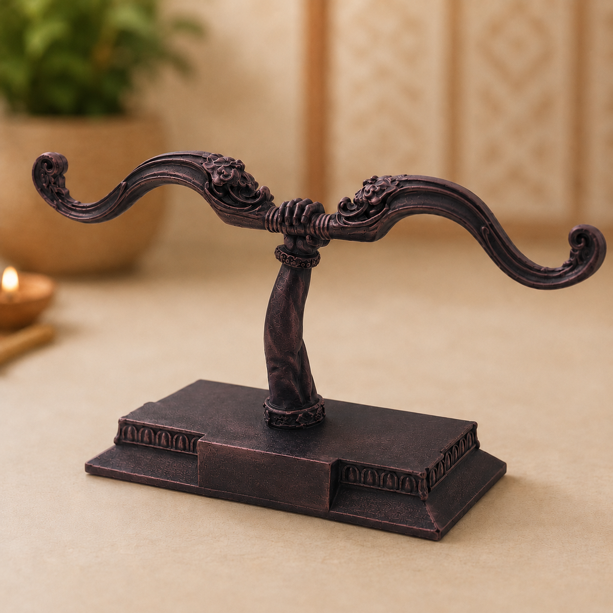 Jai Shri Ram Dhanush Showpiece – Antique Copper Finish Devotional Decor Gift