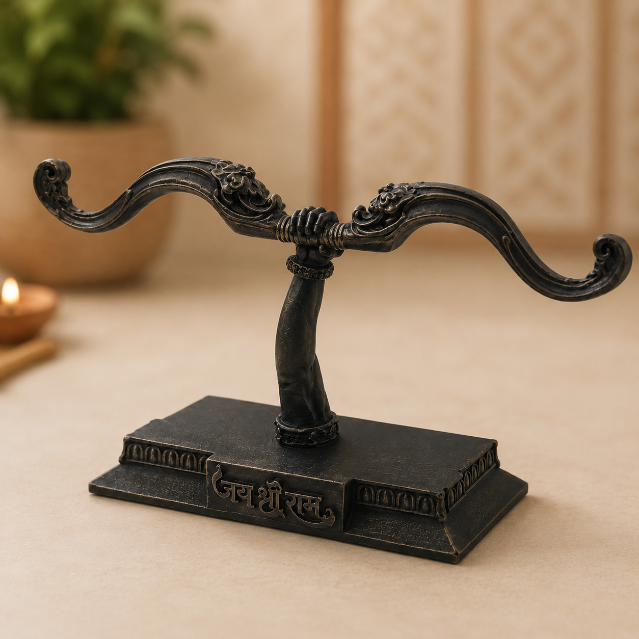 Shri Ram Dhanush Showpiece Antique Black – Premium Devotional Decor Gift