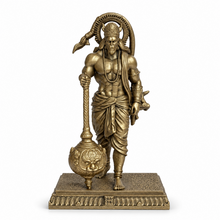 Antique gold Hanuman Ji idol with gada, front view