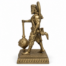 Antique gold Hanuman Ji idol with gada, front side view
