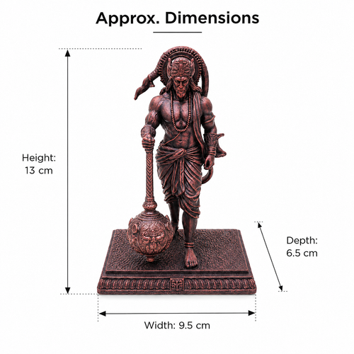 Ram Bhakt Hanuman Ji Idol with Gada – front detail view | Shri Prabhudham