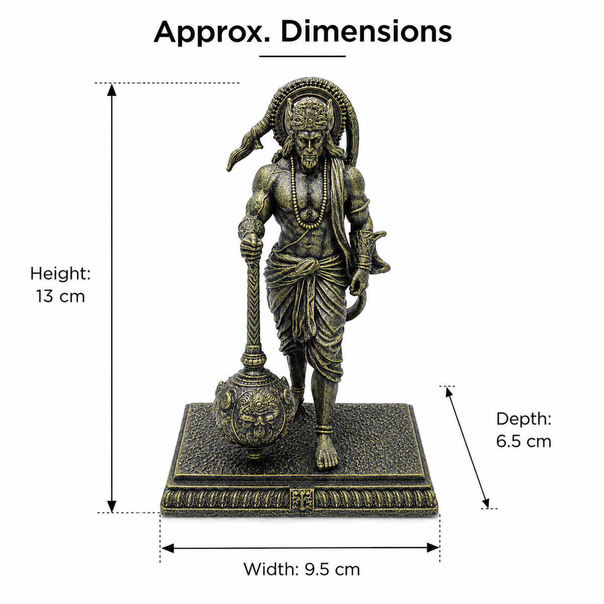 Ram Bhakt Hanuman Ji Idol with Gada – front detail view | Shri Prabhudham