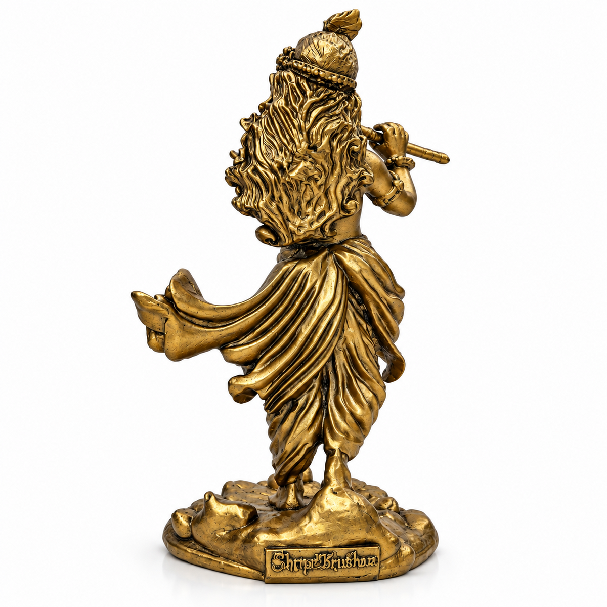 Shri Krishna flute idol bronze colour back view
