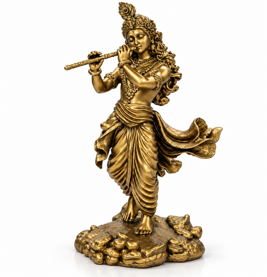 Shri Krishna flute idol bronze colour front view