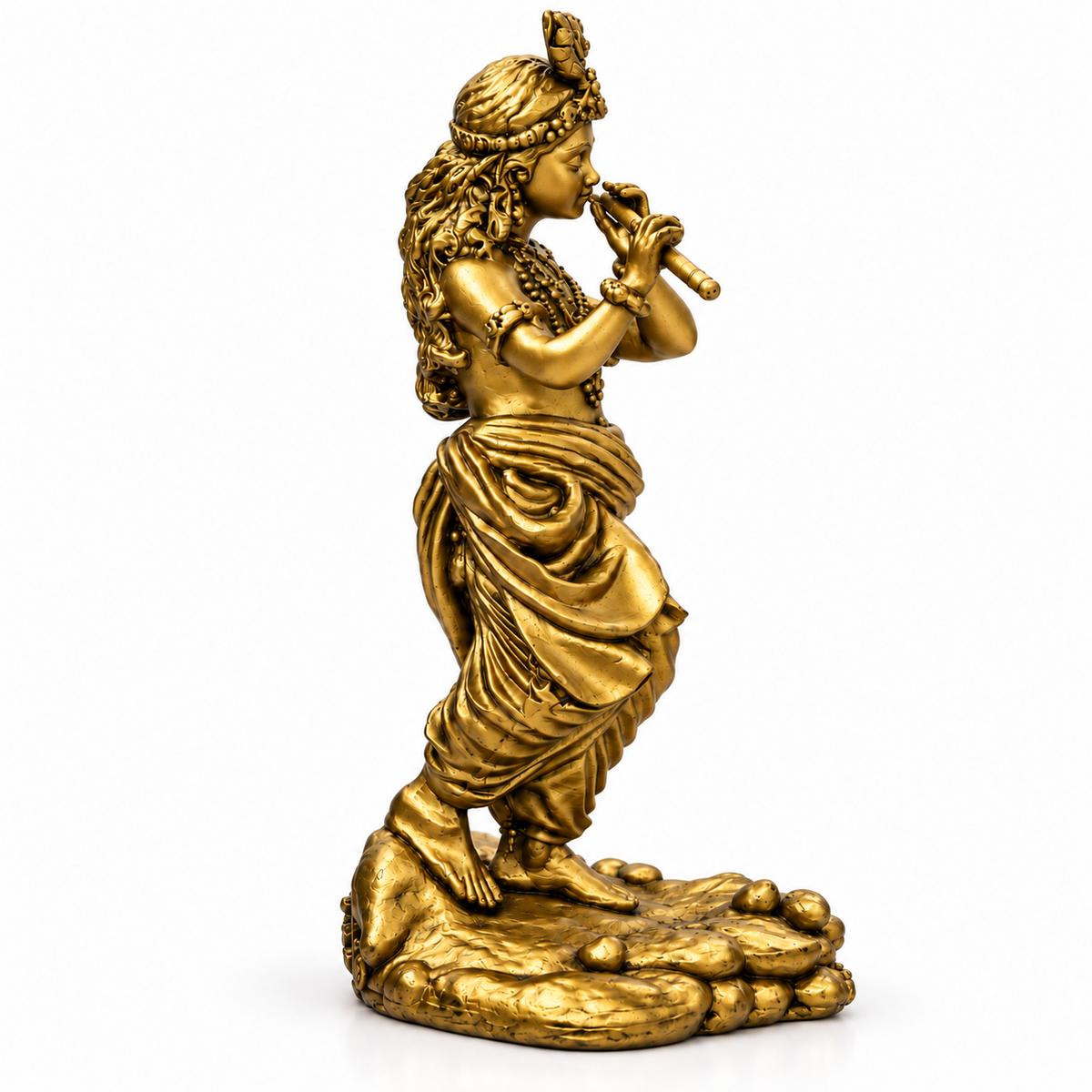 Shri Krishna flute idol bronze colour side-01 view