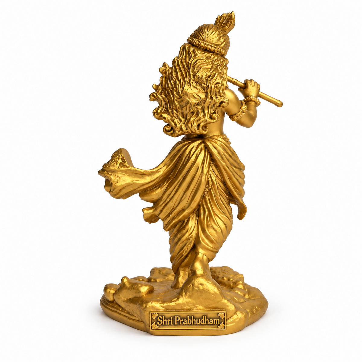 Shri Krishna Ji flute idol gold finish back view