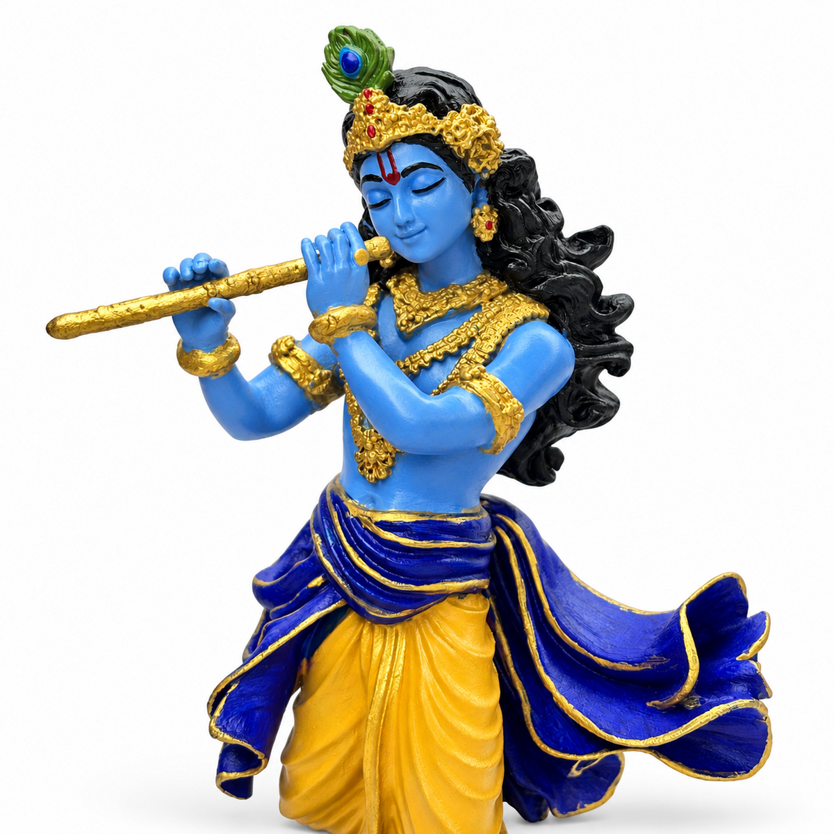 Shri Krishna flute idol multicolour detail view