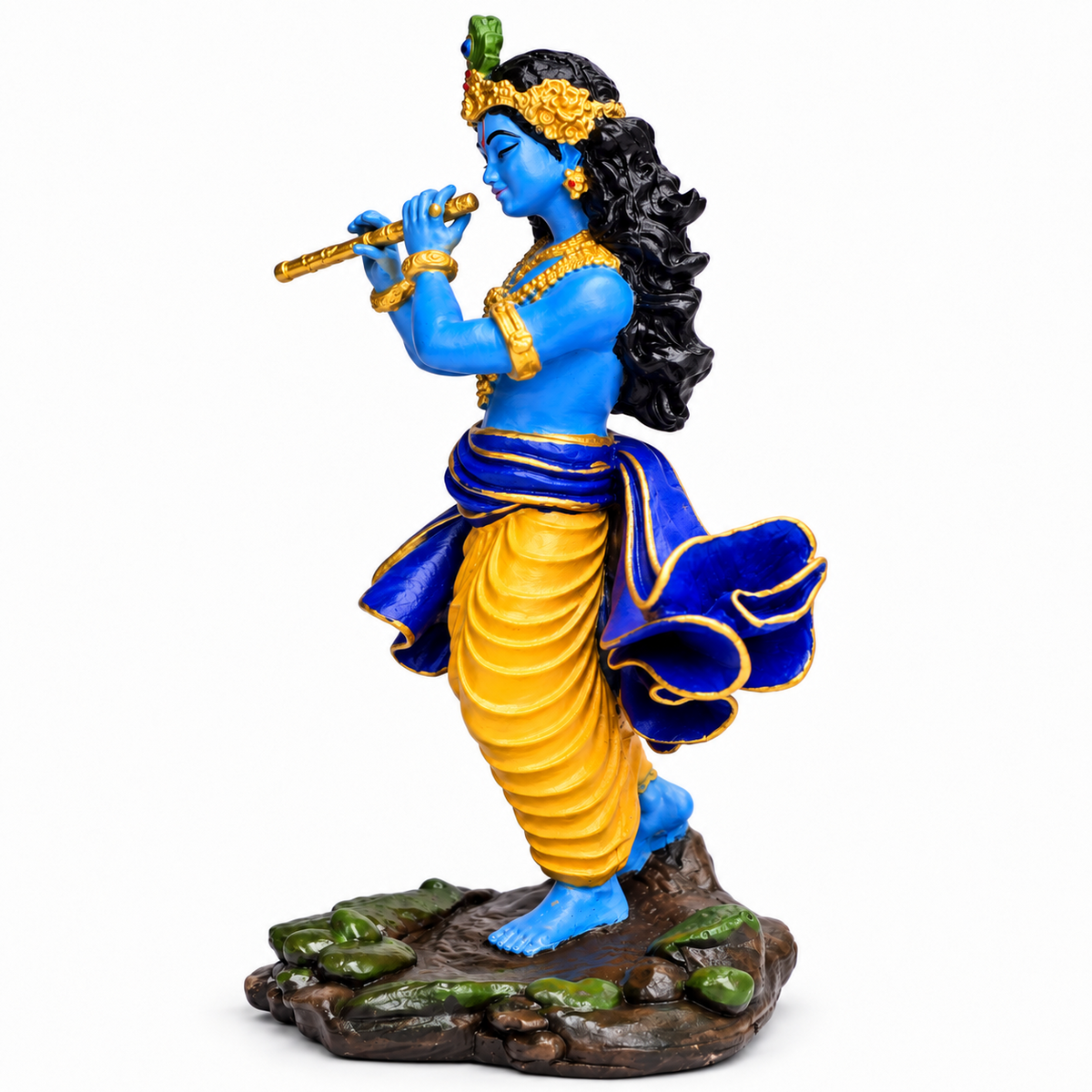 Shri Krishna flute idol multicolour side-two view