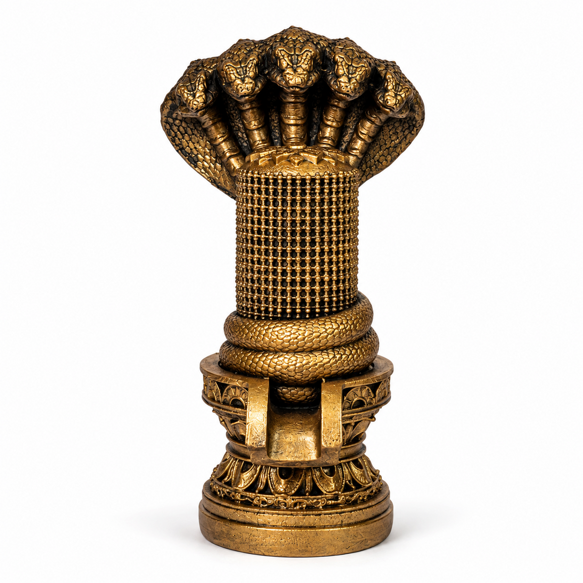 Golden Panchmukhi Naag Shivling front view