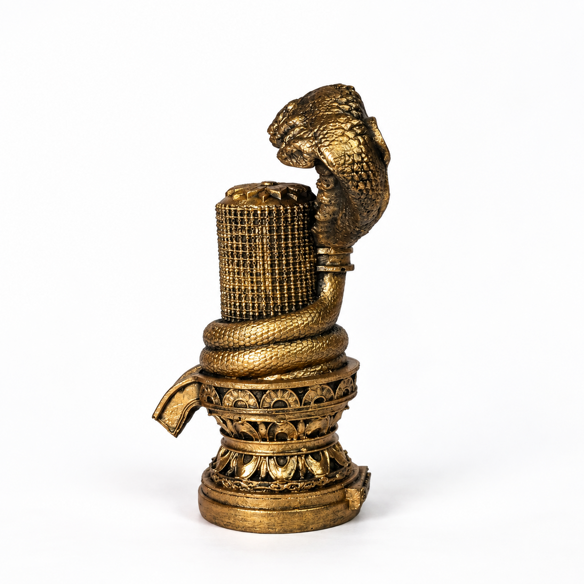 Golden Panchmukhi Naag Shivling side view