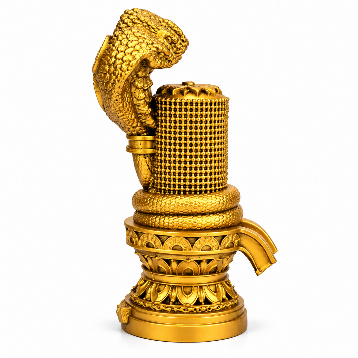 Panchmukhi Naag Shivling gold finish side-one view