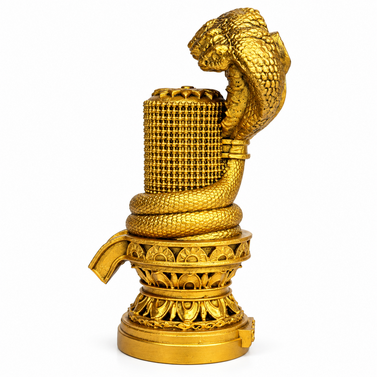 Panchmukhi Naag Shivling gold finish side-two view