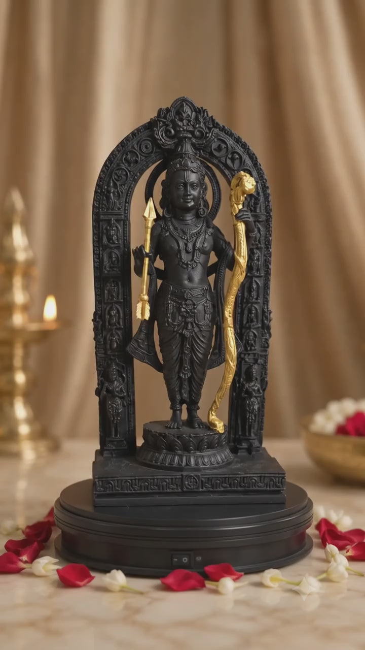 Shri Ram Ji Idol with Bow – Antique Black 14 cm