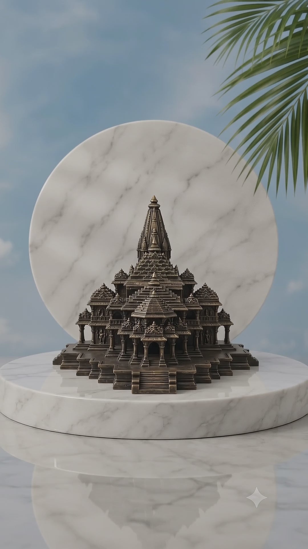 Shri Ram Mandir Model Showpiece – Antique Bronze Gold Spiritual Decor