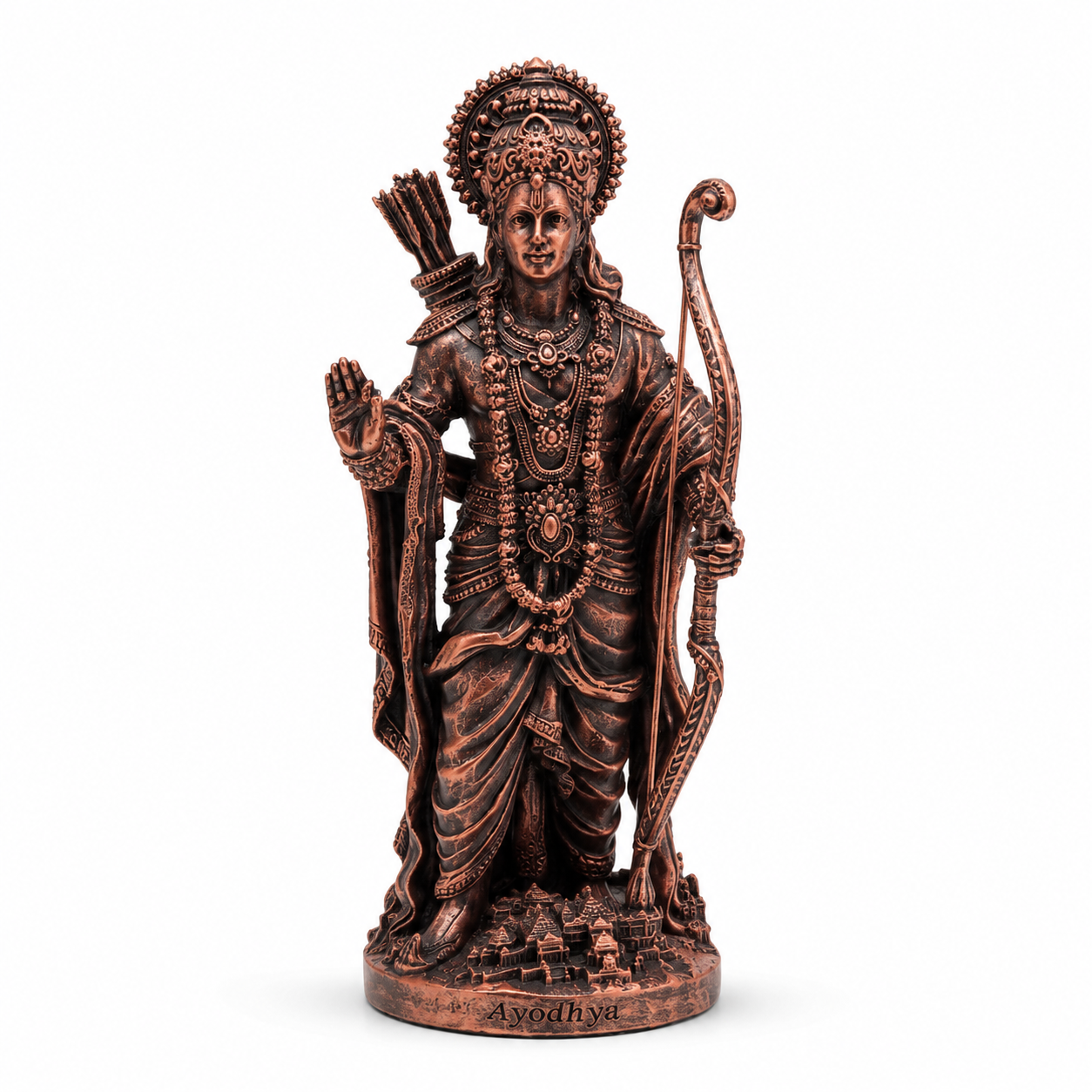 Shri Ram Ji Idol with Bow – Antique Copper Devotional Statue