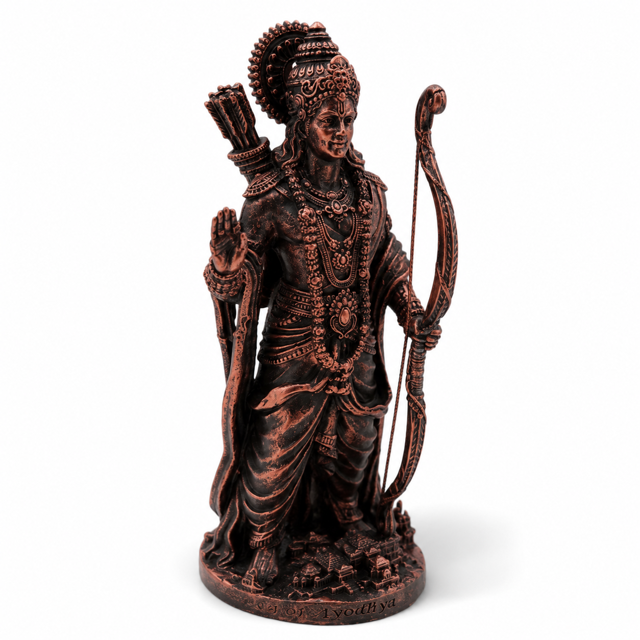 Shri Ram Ji Idol with Bow – Antique Copper Devotional Statue