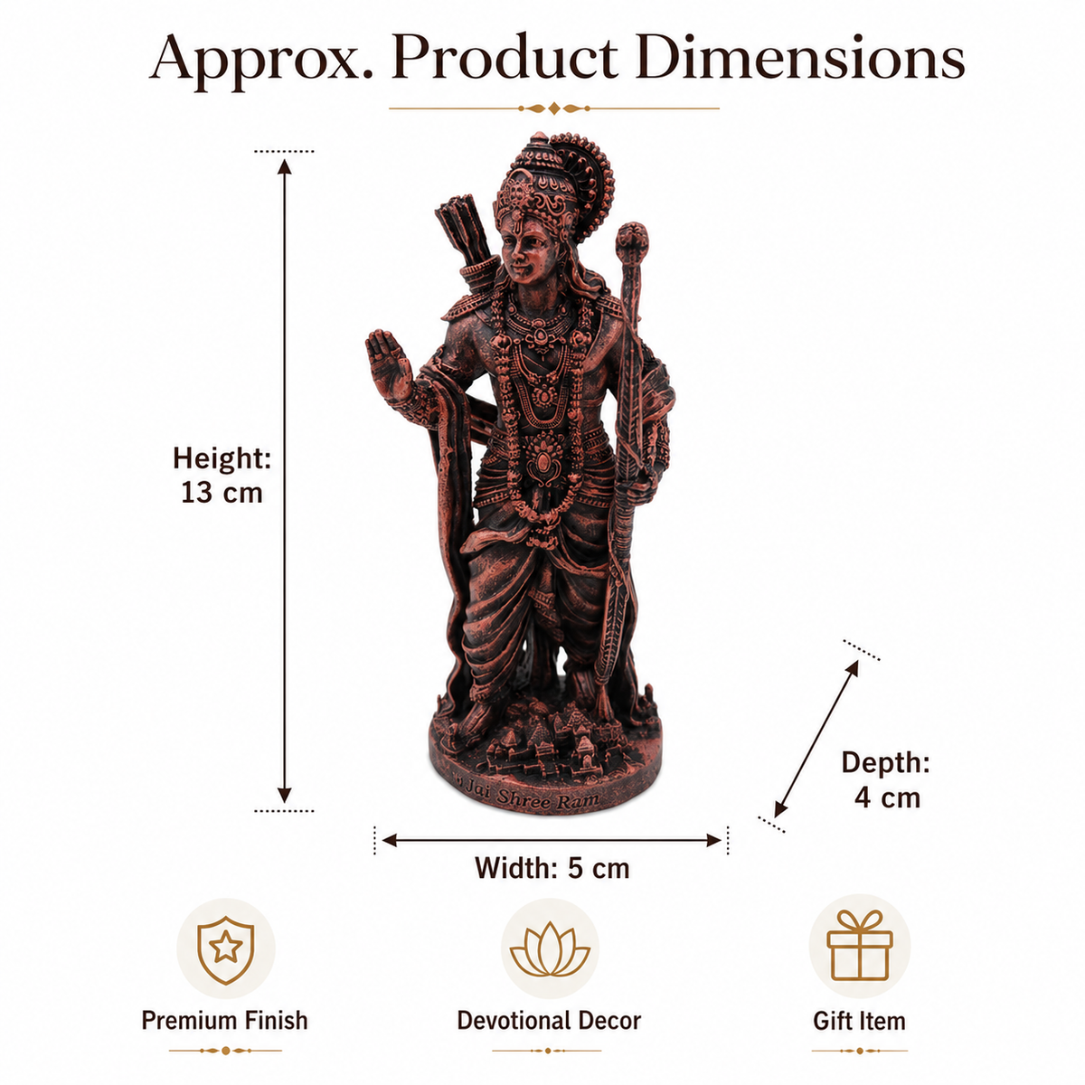 Shri Ram Ji Idol with Bow – front detail view | Shri Prabhudham