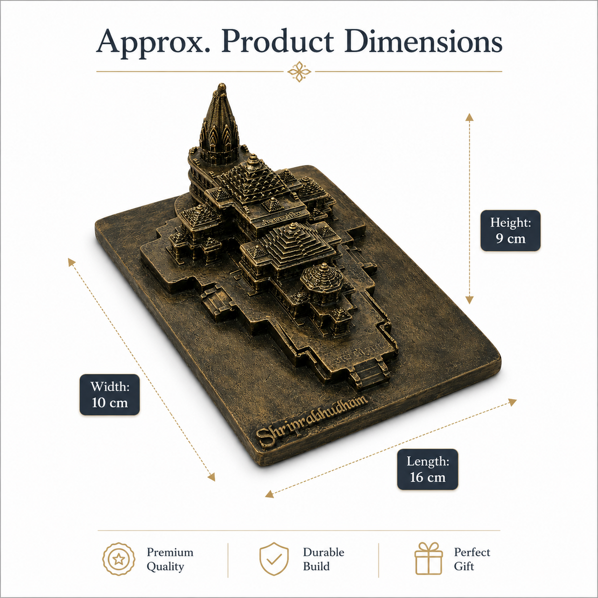 Shri Ram Mandir Model Showpiece – front detail view | Shri Prabhudham