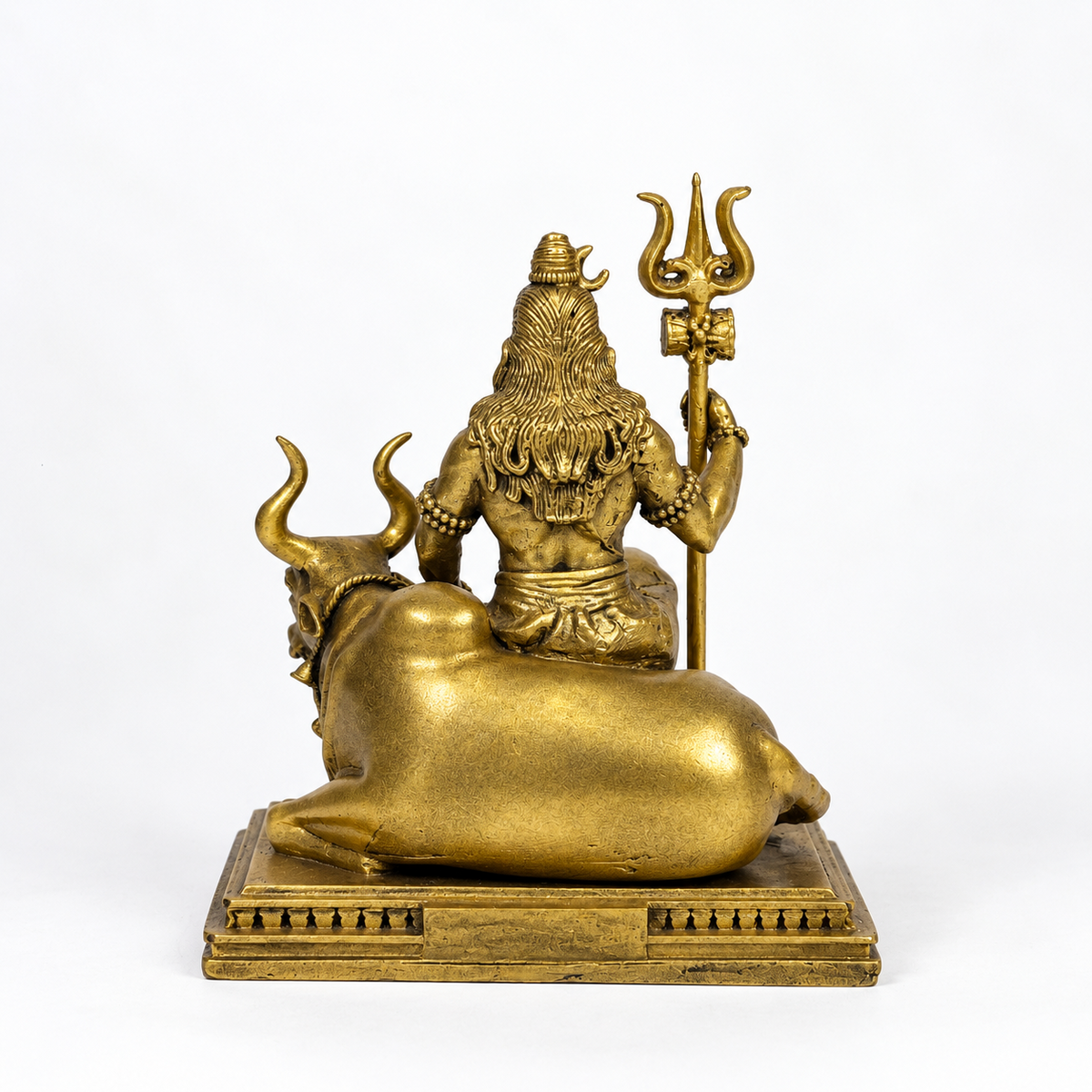 Lord Shiva with Nandi Trishul gold finish back view