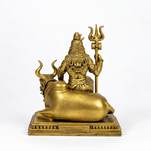 Lord Shiva with Nandi Trishul gold finish back view