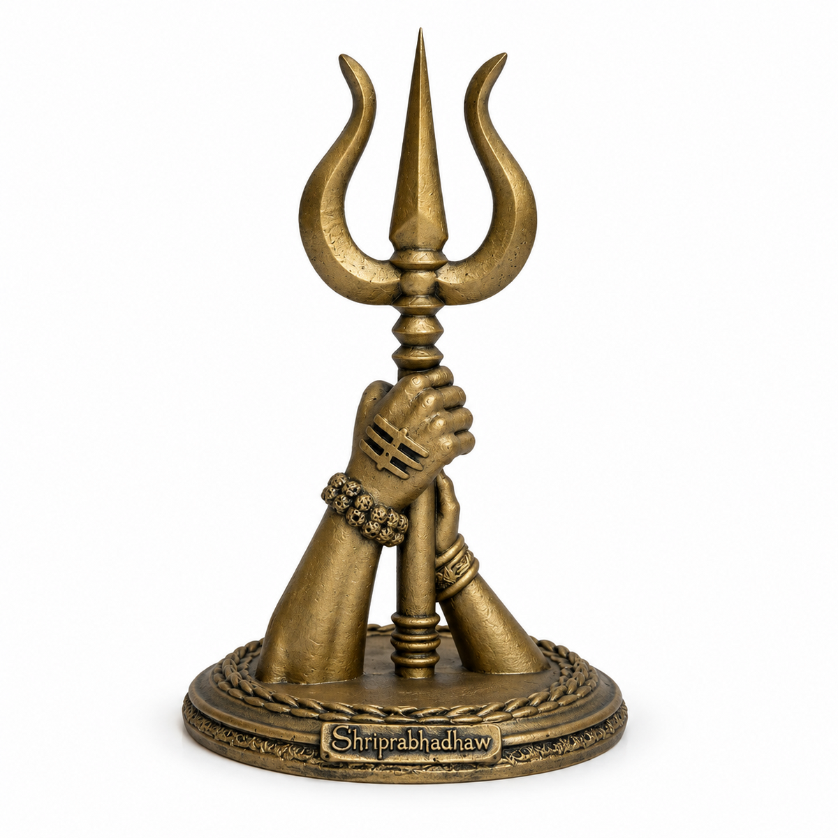 Shiv Parvati hands with Trishul bronze front view