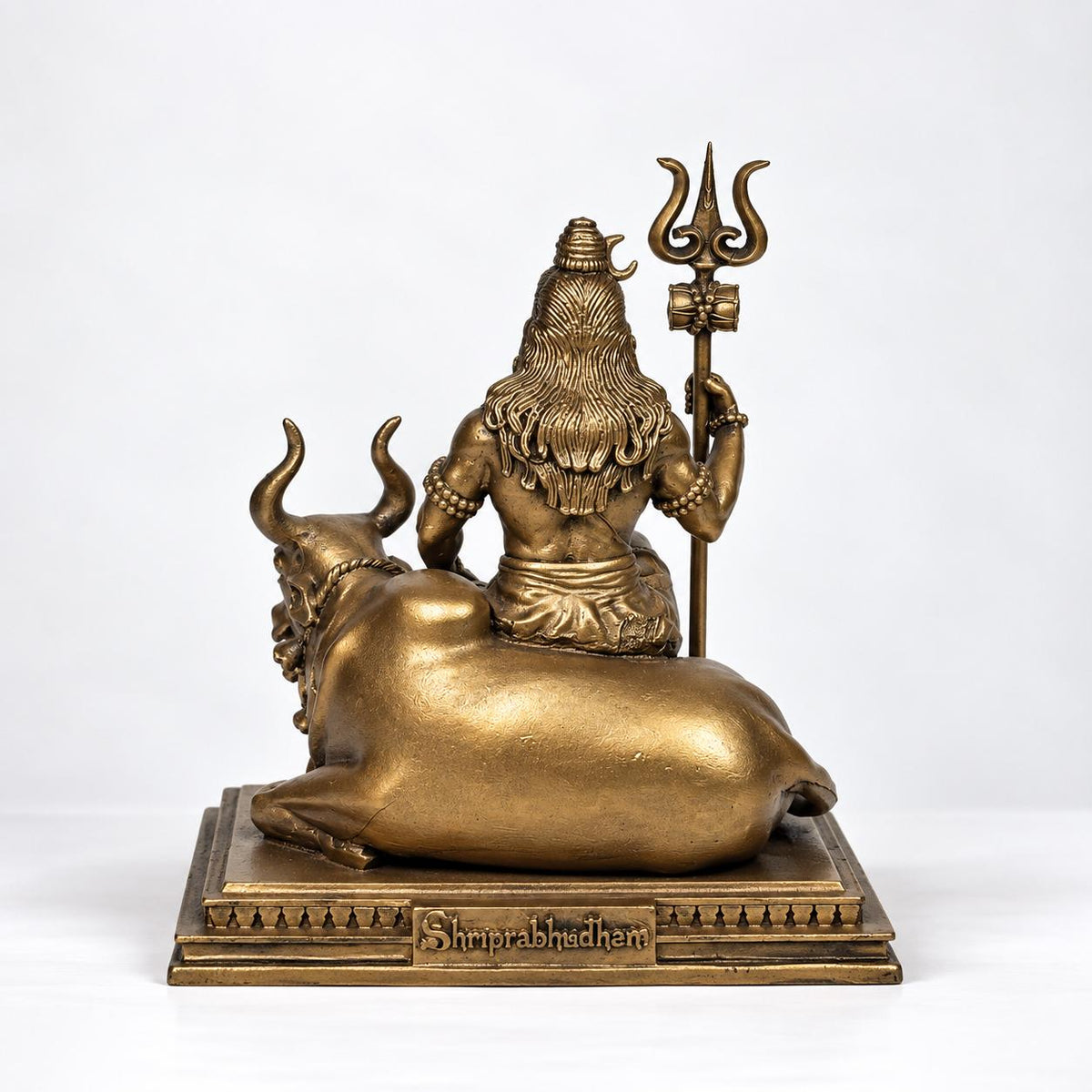 Lord Shiva Ji with Nandi & Trishul Idol – Antique Gold