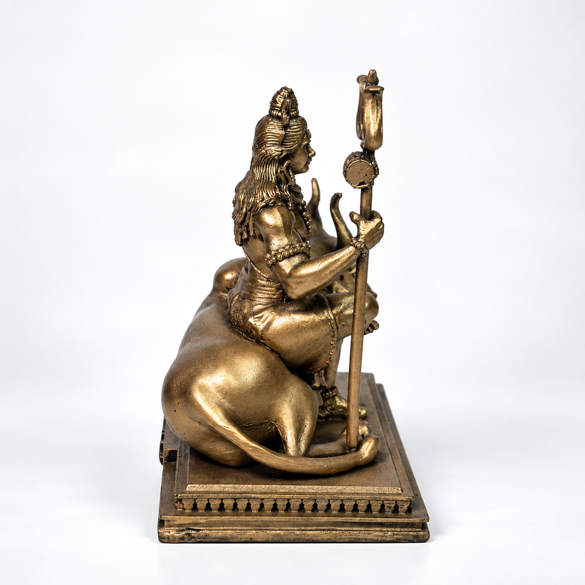 Lord Shiva Ji with Nandi & Trishul Idol – Antique Gold