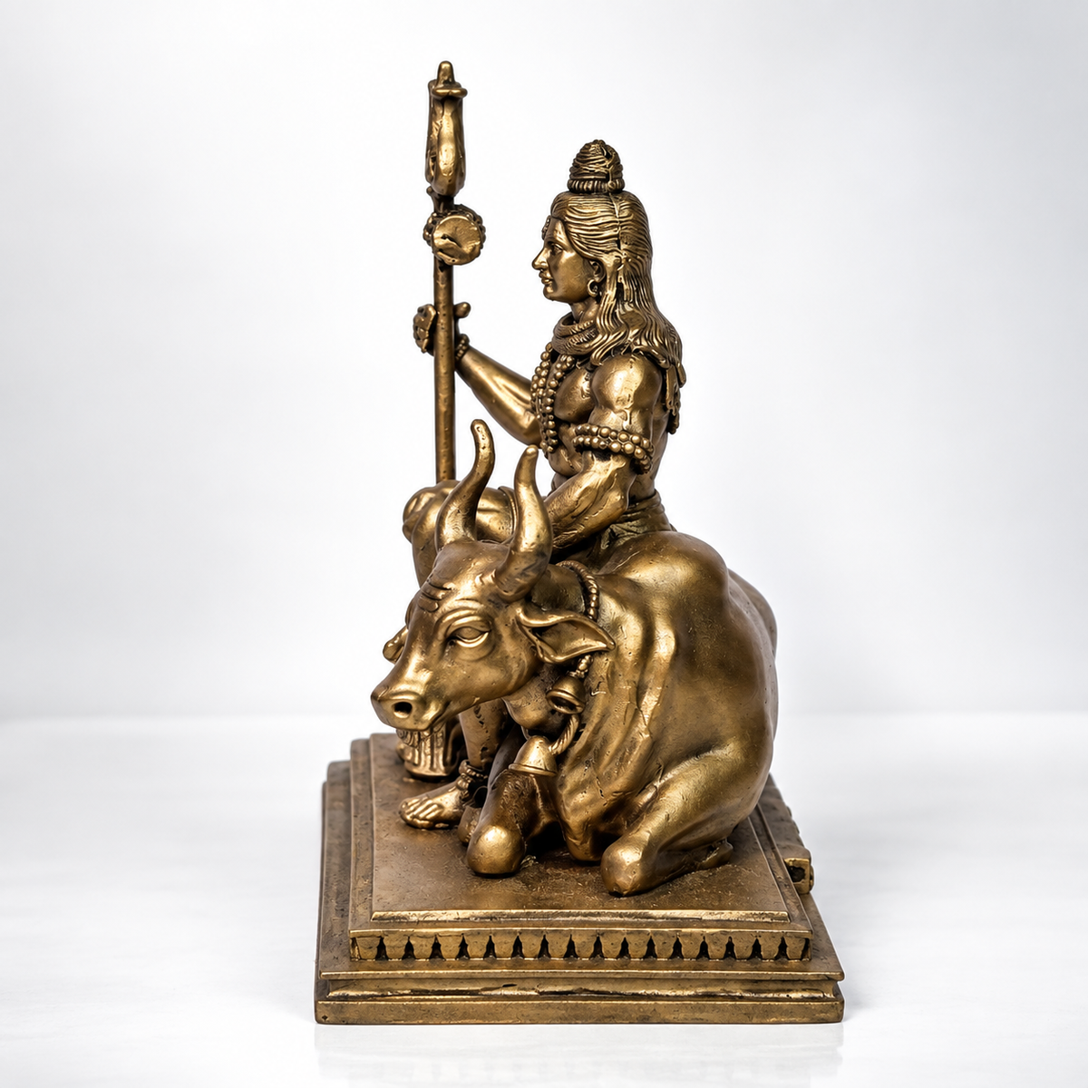 Lord Shiva Ji with Nandi & Trishul Idol – Antique Gold
