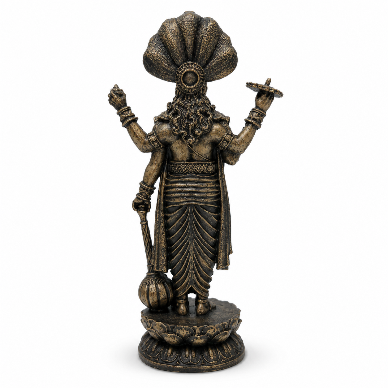 Lord Vishnu Ji Idol with Sheshnag – Antique Black Gold Devotional Statue