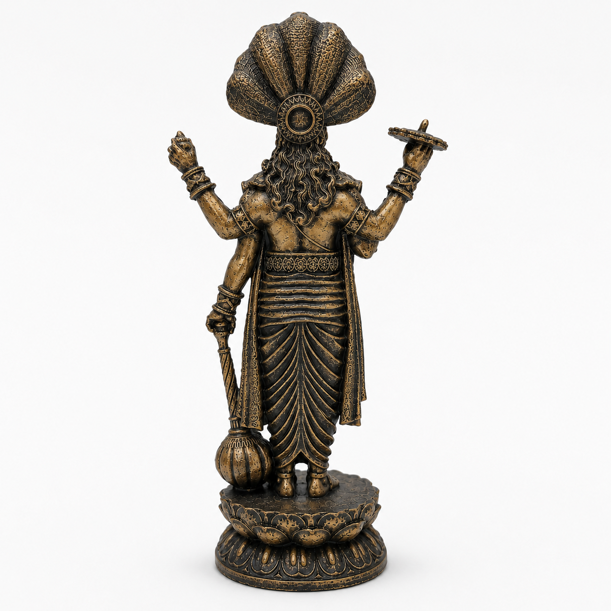 Lord Vishnu Ji Idol with Sheshnag – Antique Black Gold Devotional Statue