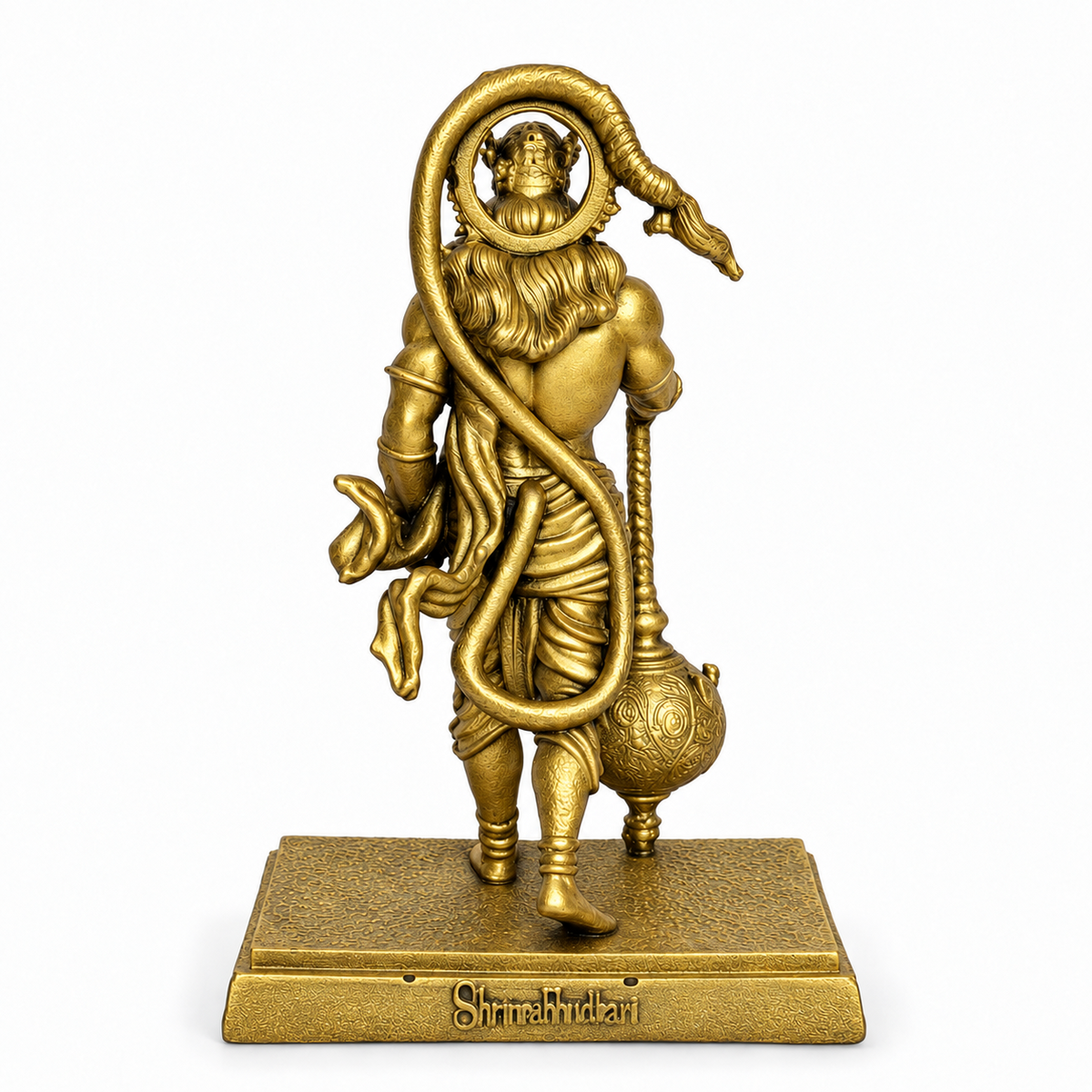 Walking Hanuman Ji with Gada Gold Finish back view